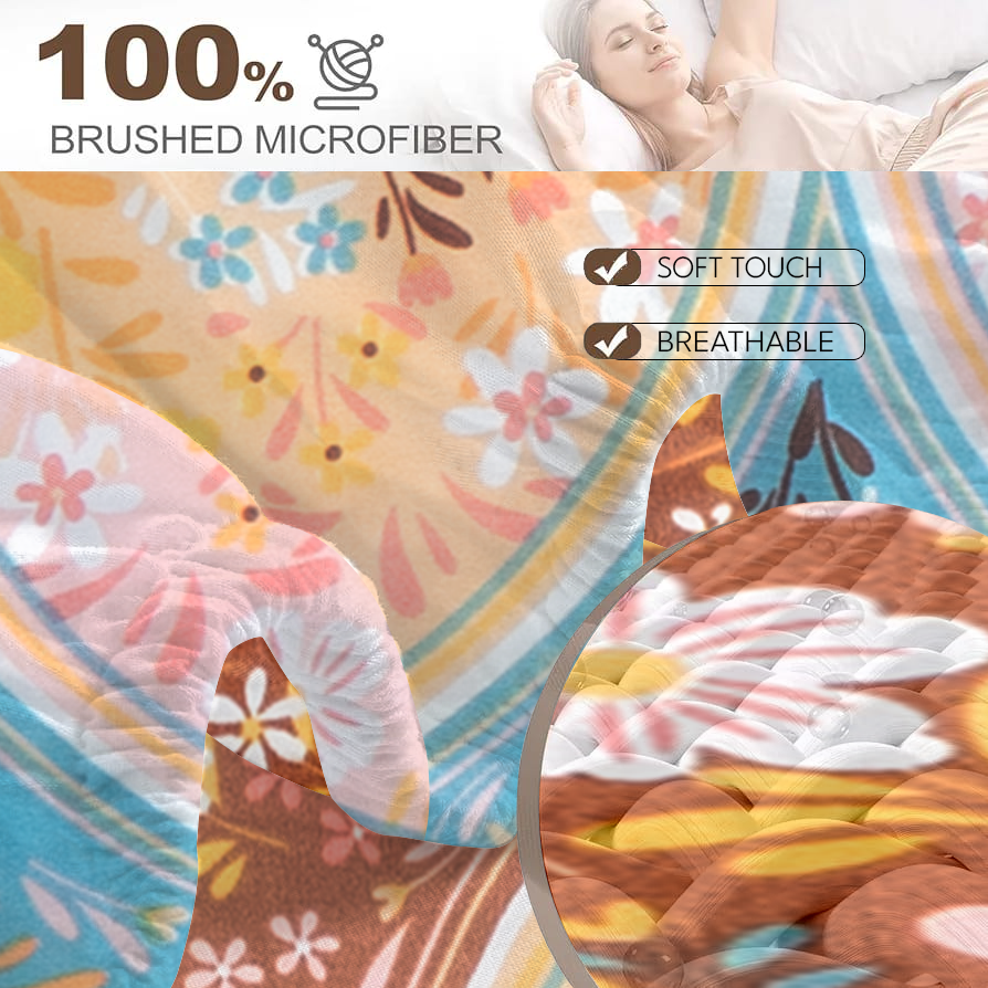 RD TREND® 360° Fitted Bedsheets Double Size 78x60x8 Inch, Elastic Bedsheets for Queen Size Bed with 2 Pillow Covers-18x28 Inch (Circls-Multi)