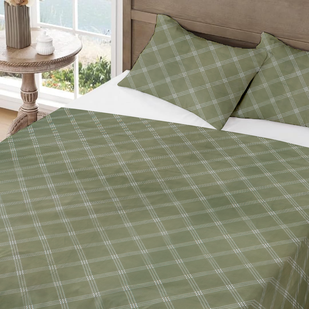 RD TREND Bedsheet for Double Bed 90 x 100 Inches, Glace Cotton Double Bedsheet with 2 Pillow Covers 18 x 28 Inches (RD TREND Bedsheet for Double Bed 90 x 100 Inches, Glace Cotton Double Bedsheet with 2 Pillow Covers 18 x 28 Inches (Lines-Green))