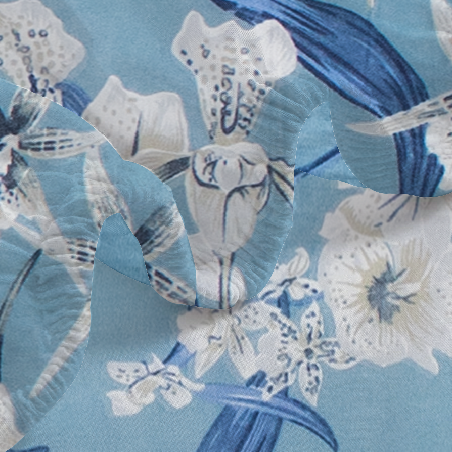 RD TREND® 360° Fitted Bedsheets Double Size 78x60x8 Inch, Elastic Bedsheets for Queen Size Bed with 2 Pillow Covers-18x28 Inch (Floral-Blue)