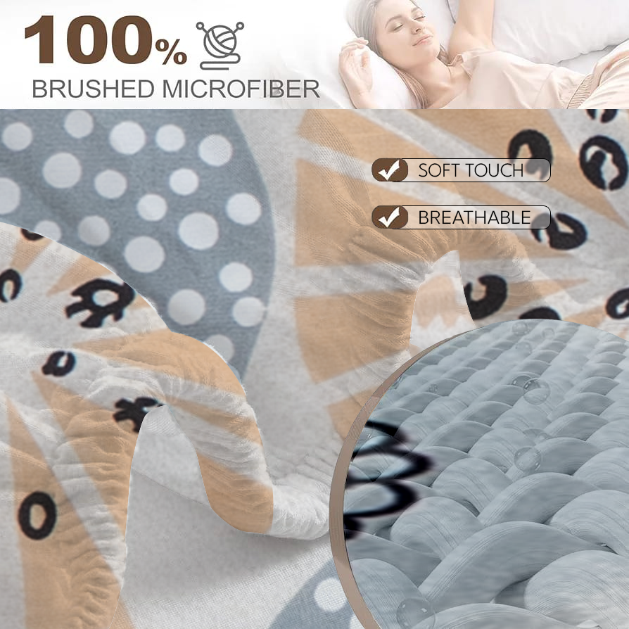 RD TREND® 360° Fitted Bedsheets Double Size 78x60x8 Inch, Elastic Bedsheets for Queen Size Bed with 2 Pillow Covers-18x28 Inch (Circls-Brown)