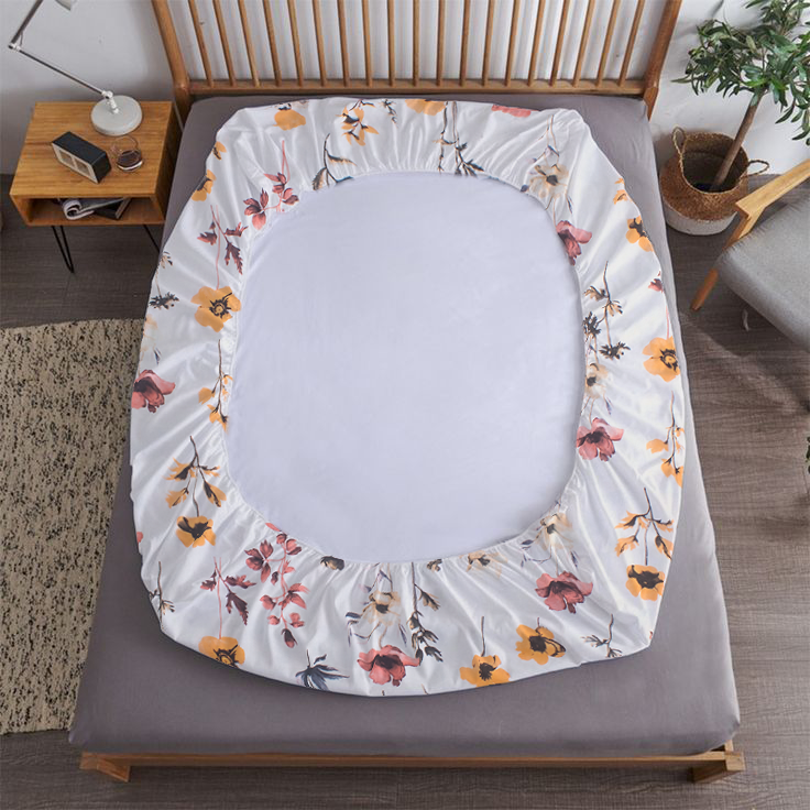 RD TREND® 360° Fitted Bedsheets Double Size 78x60x8 Inch, Elastic Bedsheets for Queen Size Bed with 2 Pillow Covers-18x28 Inch (Flower-Multi)