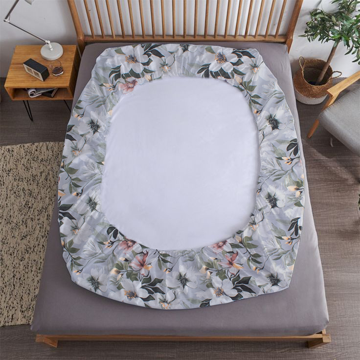 RD TREND® 360° Fitted Bedsheets Double Size 78x60x8 Inch, Elastic Bedsheets for Queen Size Bed with 2 Pillow Covers-18x28 Inch (Flower-Green)