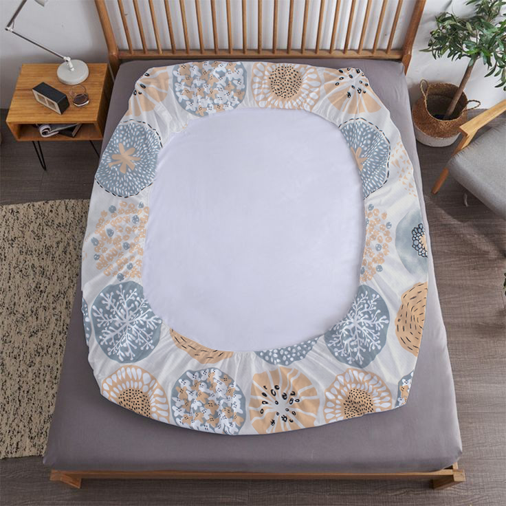 RD TREND® 360° Fitted Bedsheets Double Size 78x60x8 Inch, Elastic Bedsheets for Queen Size Bed with 2 Pillow Covers-18x28 Inch (Circls-Brown)