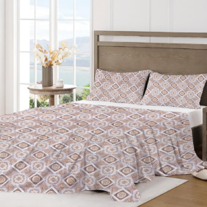 RD TREND Bedsheet for Double Bed 90 x 100 Inches, Glace Cotton Double Bedsheet with 2 Pillow Covers 18 x 28 Inches (Check-Brown)