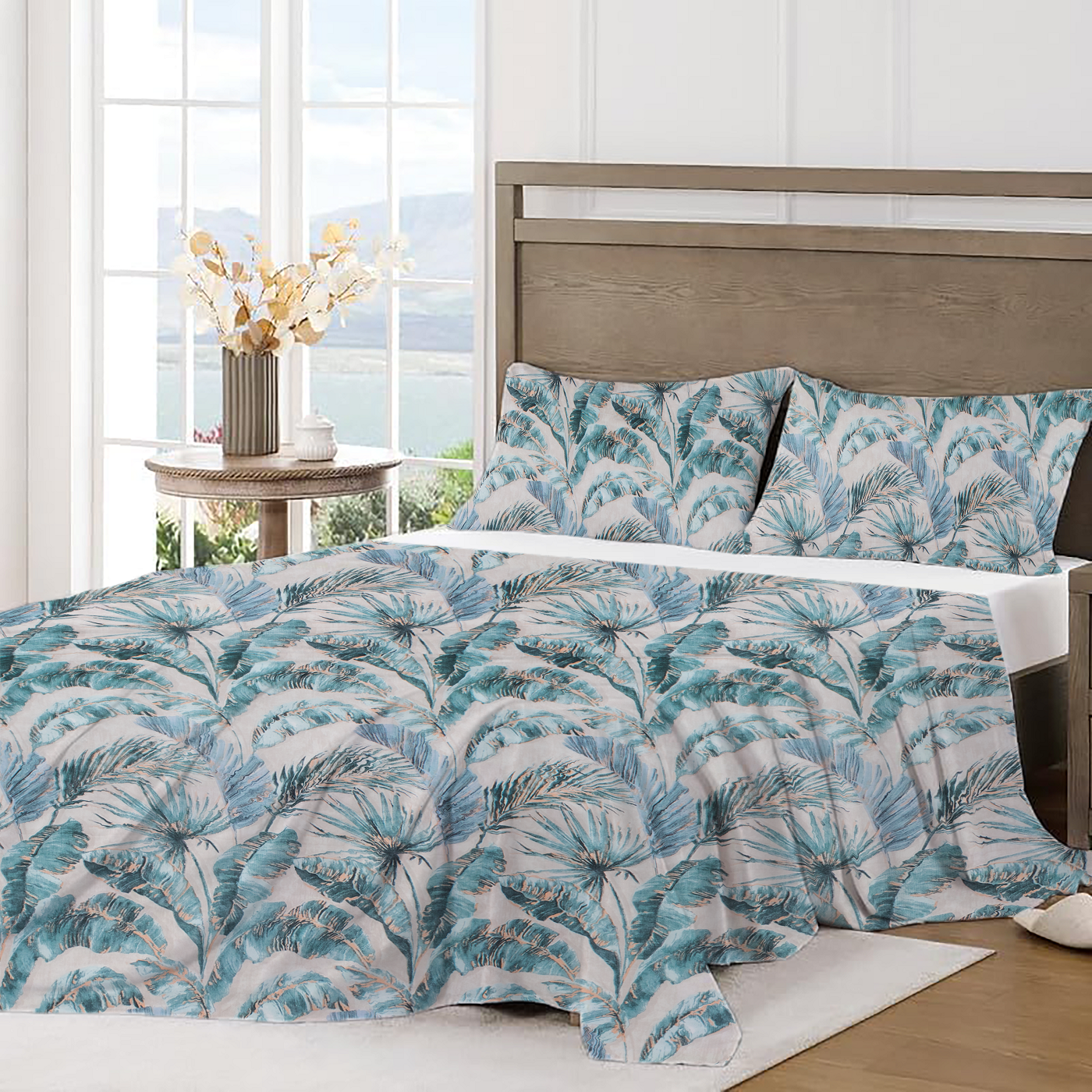 RD TREND Bedsheet for Double Bed 90 x 100 Inches, Glace Cotton Double Bedsheet with 2 Pillow Covers 18 x 28 Inches (Tree-Brown)