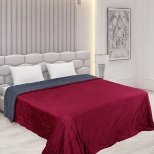 RD TREND Premium Blanket Double Bed/Mild Winter Sherpa Blanket Super Soft Stripe Flannel for Bed, Sofa, Couch, Camping and Travel (Maroon)