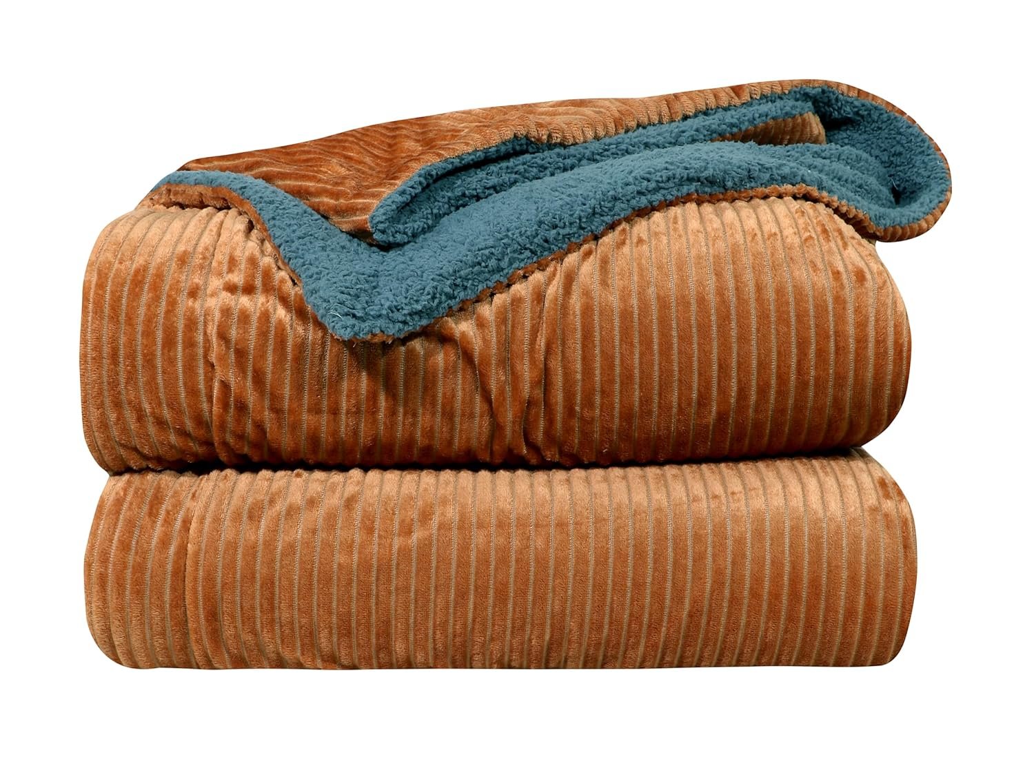 RD TREND Premium Blanket Double Bed/Mild Winter Sherpa Blanket Super Soft Stripe Flannel for Bed, Sofa, Couch, Camping and Travel (Light Mustard)