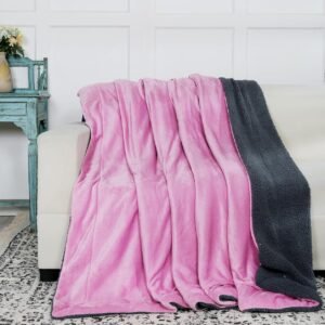 RD TREND Premium Double Bed/Mild Winter Sherpa Blanket Super Soft Flannel for Bed, Sofa, Couch, Camping and Travel (Plain) (Pink)