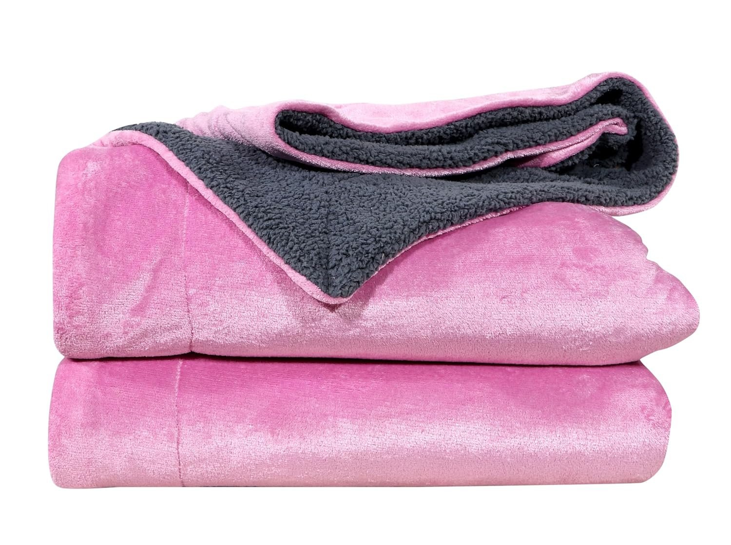 RD TREND Premium Double Bed/Mild Winter Sherpa Blanket Super Soft Flannel for Bed, Sofa, Couch, Camping and Travel (Plain) (Pink)