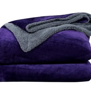 RD TREND Premium Double Bed/Mild Winter Sherpa Blanket Super Soft Flannel for Bed, Sofa, Couch, Camping and Travel (Plain) (Navy-Blue)
