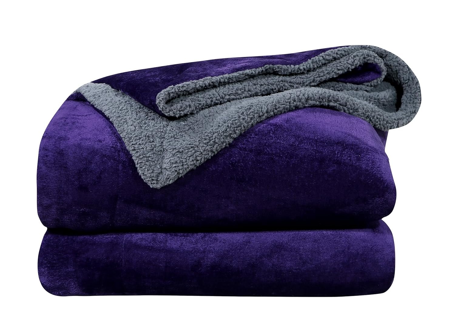 RD TREND Premium Double Bed/Mild Winter Sherpa Blanket Super Soft Flannel for Bed, Sofa, Couch, Camping and Travel (Plain) (Navy-Blue)