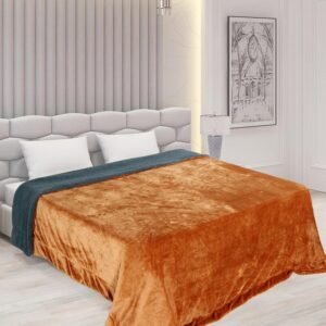 RD TREND Premium Double Bed/Mild Winter Sherpa Blanket Super Soft Flannel for Bed, Sofa, Couch, Camping and Travel (Plain) (Golden)