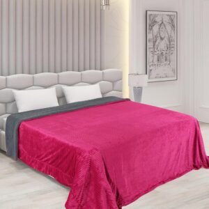 RD TREND Premium Blanket Double Bed/Mild Winter Sherpa Blanket Super Soft Stripe Flannel for Bed, Sofa, Couch, Camping and Travel (Magenta)