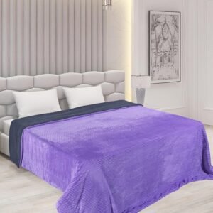 RD TREND Premium Blanket Double Bed/Mild Winter Sherpa Blanket Super Soft Stripe Flannel for Bed, Sofa, Couch, Camping and Travel (Lavender )