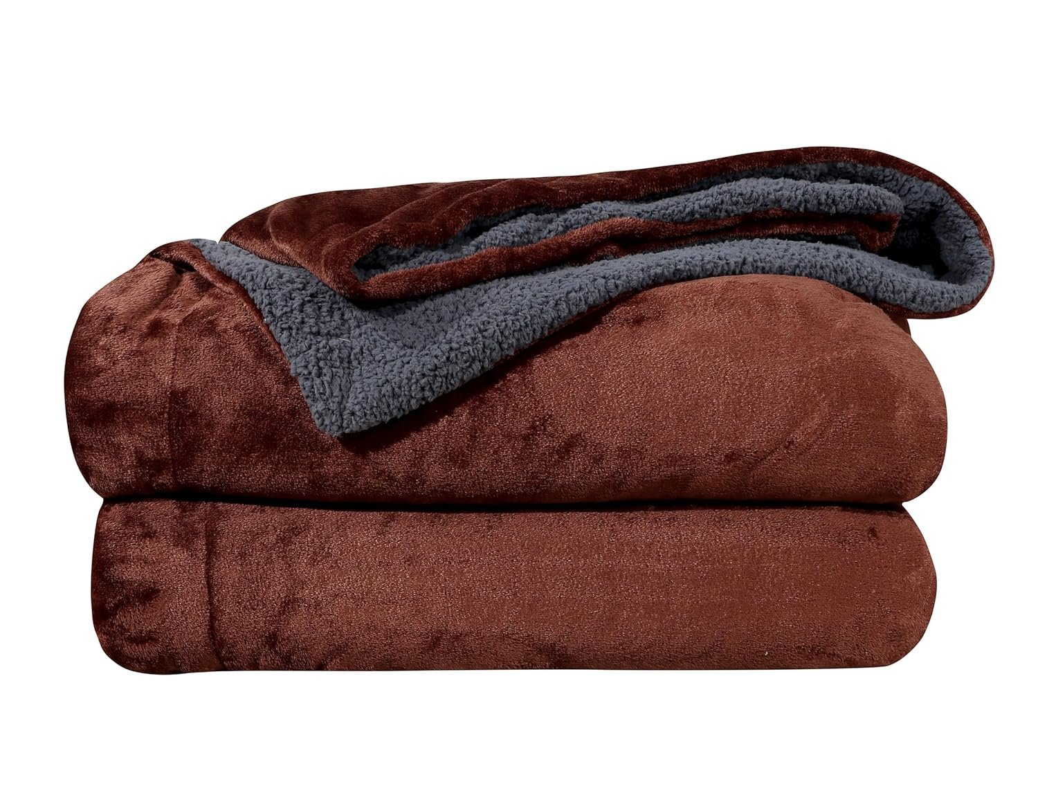 RD TREND Premium Double Bed/Mild Winter Sherpa Blanket Super Soft Flannel for Bed, Sofa, Couch, Camping and Travel (Plain) (Coffee)