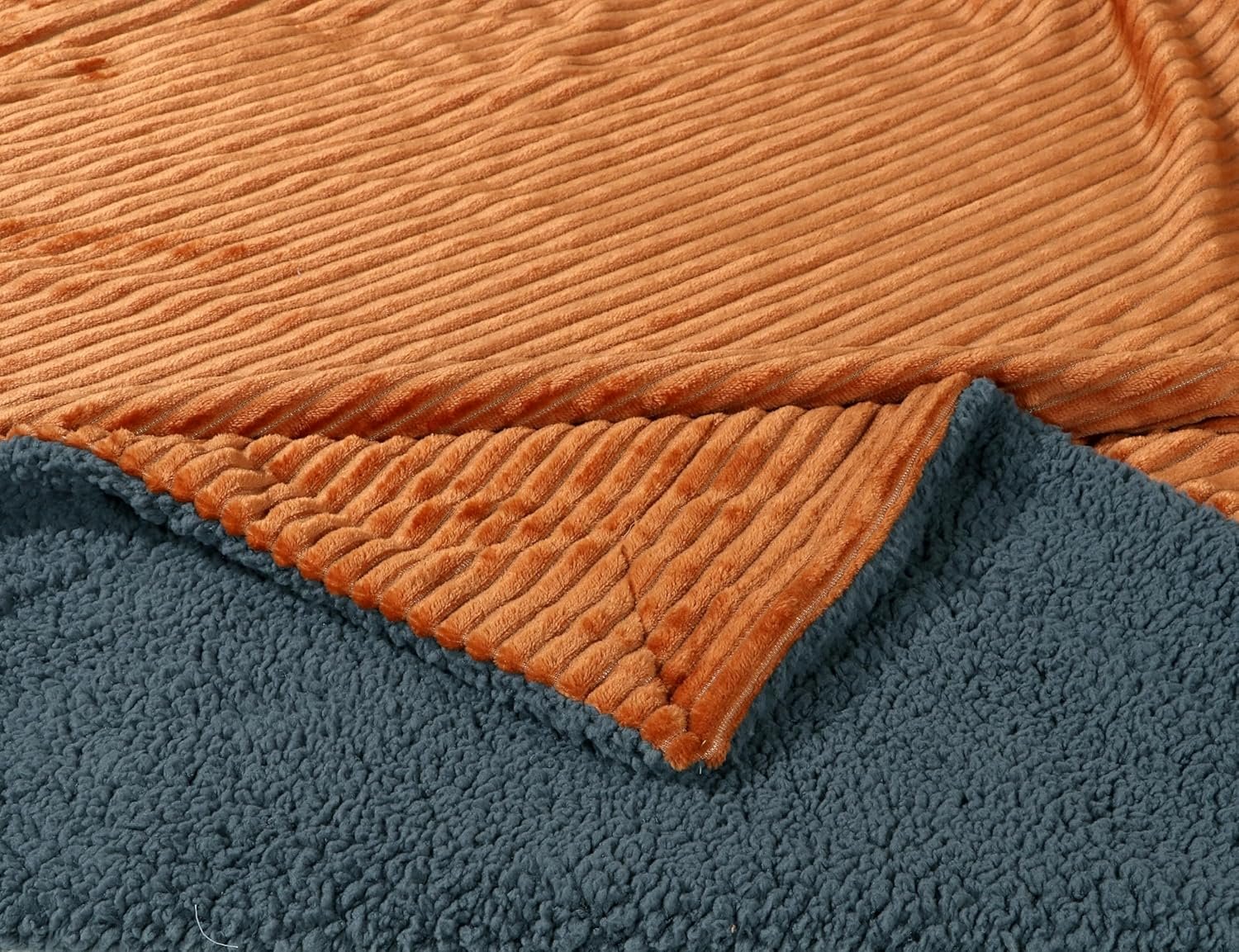 RD TREND Premium Blanket Double Bed/Mild Winter Sherpa Blanket Super Soft Stripe Flannel for Bed, Sofa, Couch, Camping and Travel (Light Mustard)