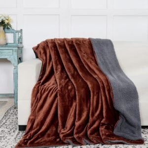 RD TREND Premium Double Bed/Mild Winter Sherpa Blanket Super Soft Flannel for Bed, Sofa, Couch, Camping and Travel (Plain) (Coffee)