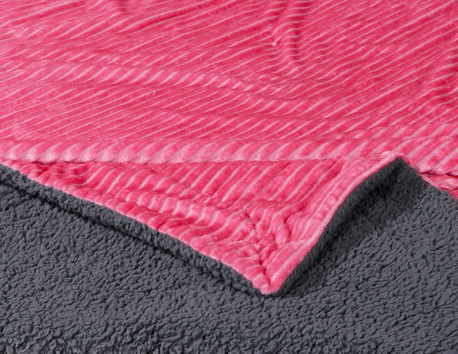 RD TREND Premium Blanket Double Bed/Mild Winter Sherpa Blanket Super Soft Stripe Flannel for Bed, Sofa, Couch, Camping and Travel (Selmon)