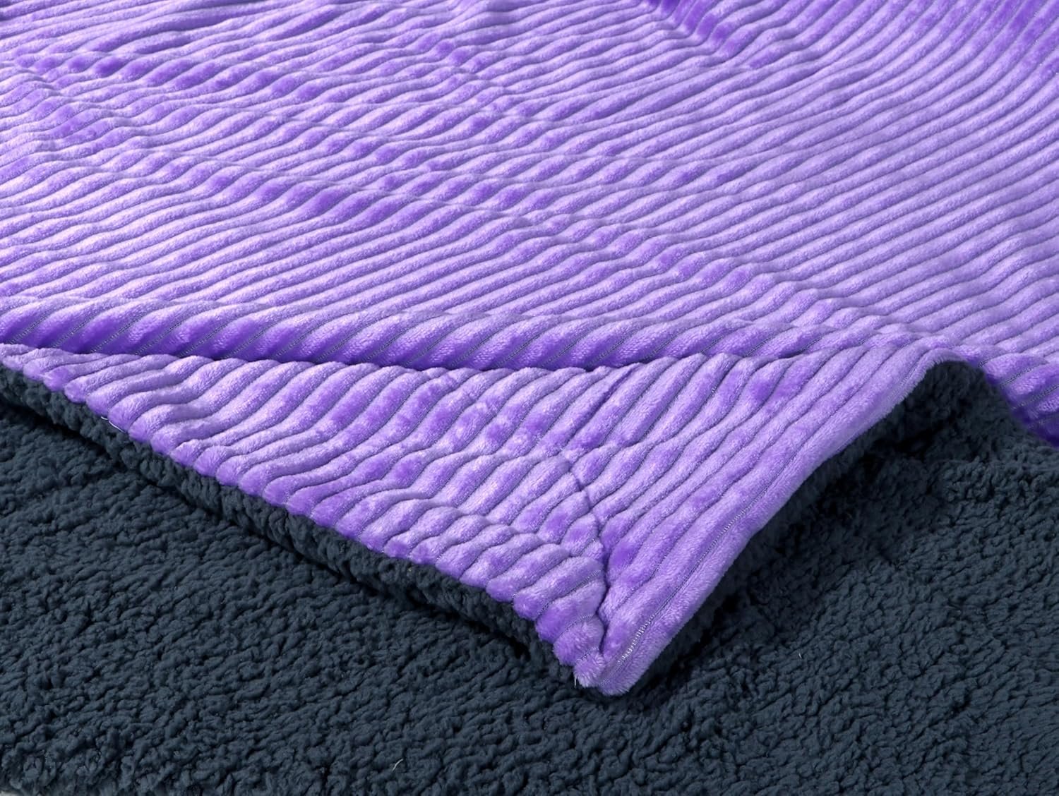 RD TREND Premium Blanket Single Bed/Mild Winter Sherpa Blanket Super Soft Stripe Flannel for Bed, Sofa, Couch, Camping and Travel (Lavender)