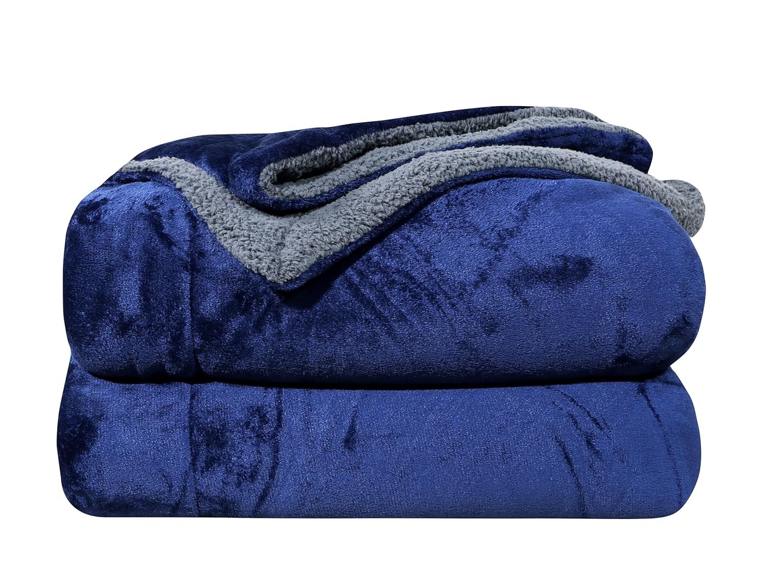 RD TREND Premium Double Bed/Mild Winter Sherpa Blanket Super Soft Flannel for Bed, Sofa, Couch, Camping and Travel (Plain) (Blue)